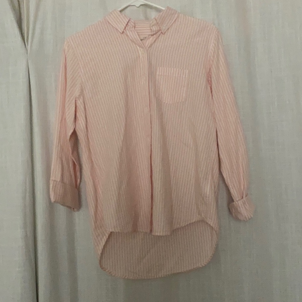 Pink and White Stripped Button Up